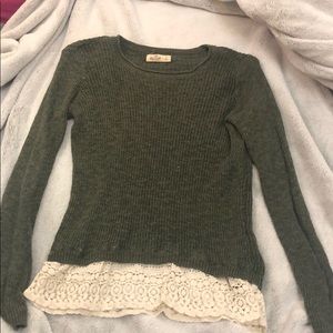 Sweater with Lace Trim